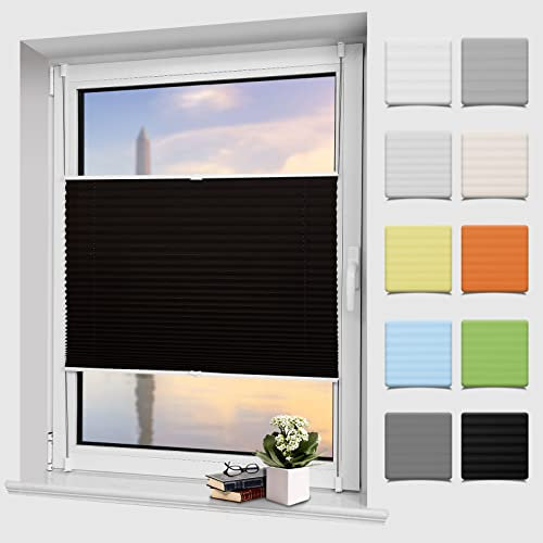 Homland Plissee ohne Bohren Klemmfix Schwarz 180 x 90 cm(LxB), Plissees für Fenster und Tür, Jalousie Easyfix Plisseerollo mit Klemmträger Sonnenschutz und Sichtschutz lichtdurchlässig Rollo