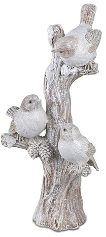 Dekofigur Vogelgruppe auf AST | Vögel Zierfigur Figur | Haus Gartendeko | 28x14 cm