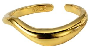 Jesuky Damen Ring, Silber Ringe 925 Linie Welle Einfach Elegant Ringe Gold Frauen 2.8 Gr Verstellbar Ring Silver Für Damen Geburtstag Valentinstag Geschenck