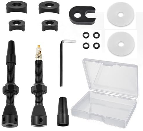 Landrain 2 Stück 44 mm Tubeless Ventil, Fahrradventil für Rennräder, Mountainbikes, Inklusive Aufbewahrungskoffer