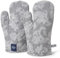 Encasa XO Ofenhandschuhe Hitzebeständig | Mikrowellenkoch-Mitten Für Backen & Küchengebrauch | 18x30 cm | Baumwollutensilienhalter - Chambray-Stoff (Packung Mit 2, Grau)