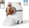 EROMMY Self Cleaning Cat Litter Tray, 75L Large Capacity Automatic Cat Litter Box with Health Monitoring for Multiple Cats, Smart Robot Litter Tray with Double Deodorization, Safety Door, APP Control