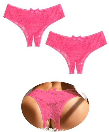 ohmydear Tanga Abierto de Encaje 2 Piezas Mujer | Sexy Transparente, Tanga Ouvert, Talla Grande, Cintura Baja, Estampado Floral, Ropa Interior, Slip Eróticas