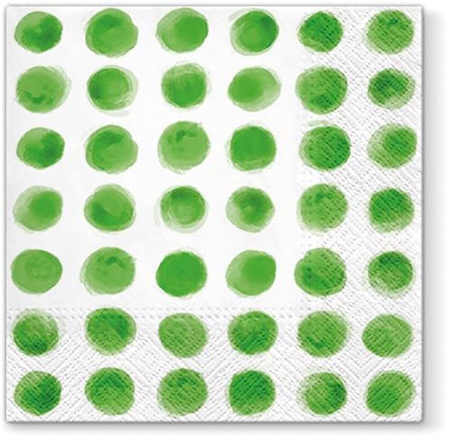 Decorative Paper Napkins Serviettes 33cm x 33cm (Pack of 20) (Watercolor Dots Green)