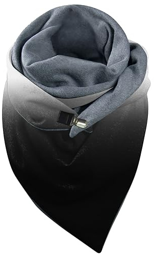 Schwarz Schal Damen Herbst Winter Warm Dreieckstuch Kuschelig Weich Schlupfschal Blumen Muster Halstuch Frauen Farbblock Schnalle Schlupfschal Knitted Wolleschal dicker Poncho Große Größe Wrap