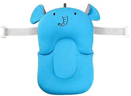 belupai Tapis de bain bébé nouveau-né pliable bébé bain baignoire coussin chaise étagère nouveau-né siège de baignoire nouveau-né coussin tapis de bain(Éléphant avec 2 ceintures fixes)