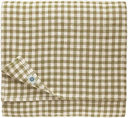 Linen & Cotton Tischdecke Tischtuch Tischwäsche Kariert Landhausstil Estella -100% Leinen, Weiß Weiss Beige (140 x 140 cm) Quadratische Festliche Frühling/Home Küche Restaurant Cafe Hotel Gastronomie