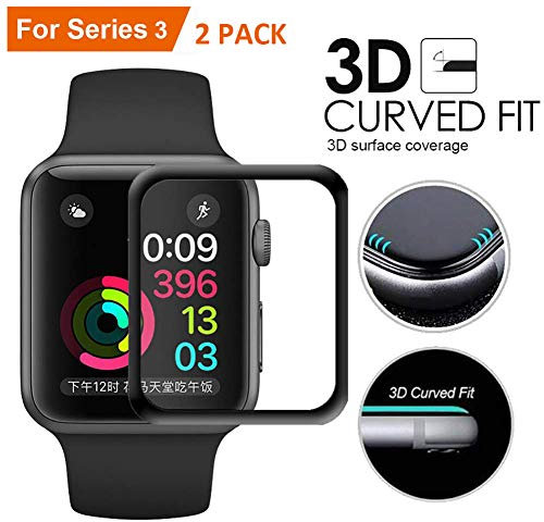 2 PCS Apple Watch Screen Protector Series 1-6/SE 44/42/40/38mm,NewChiChi iWatch Tempered Glass Screen Protector,3D Slim Version Full Coverage,Upgraded Protective Soft TPU HD Anti-Bubble Anti-Scratch