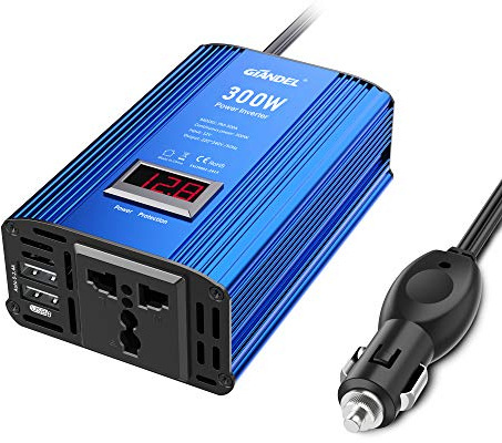 GIANDEL 300W Invertitore di Potenza Convertitore da 12V a 220V 230V con 2 Porte USB, Power Inverter per Auto (Onda Sinusoidale Modificata con Multi Protezioni,Display a LED)
