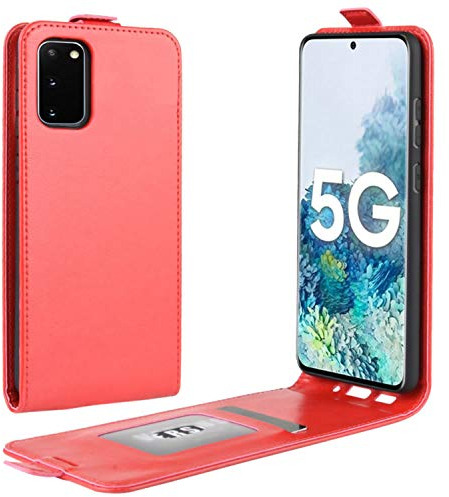 HualuBro Coque pour Samsung Galaxy S20 FE, Protection Housse en Cuir PU Portefeuille Flip Cover Case Antichoc Magnétique Etui pour Samsung Galaxy S20 FE 4G 5G Coque (Rouge)