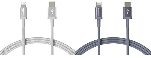 Amazon Basics Cavo di ricarica Lightning/USB-C, certificato MFi, in nylon intrecciato & Cavo di ricarica Lightning/USB-C, certificato MFi, in nylon intrecciato