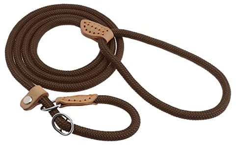 VGOL Dog Leash Slip Lead Braided Rope Durable Pet Strong Training Traffic Walking Lead Leash for Large Medium Dogs Small Puppy Brown