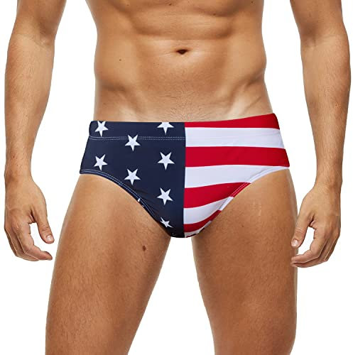 Arcweg Costume da Bagno da Uomo, Slip Corto Stretto per Ragazzi, con Imbottitura Rimovibile, per Il Tempo Libero, Bandiera Triangolare, S