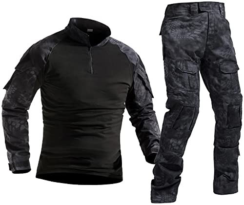 Uugood Combat Shirt Pant Tactical Anzüge Armee Militär T-Shirt Paintball Ausrüstung Taktische Kleidung Bundeswehr Langarm Multicam Uniform für Airsoft Paintball Jagd, HMW, S