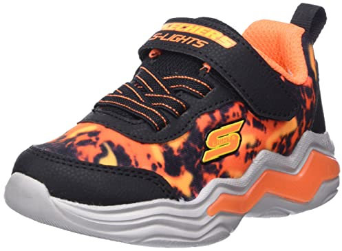 Skechers Baby Boy's Erupters Iv Sneakers, Black Textile/Black Synthetic/Orange Trim, 6 UK Child