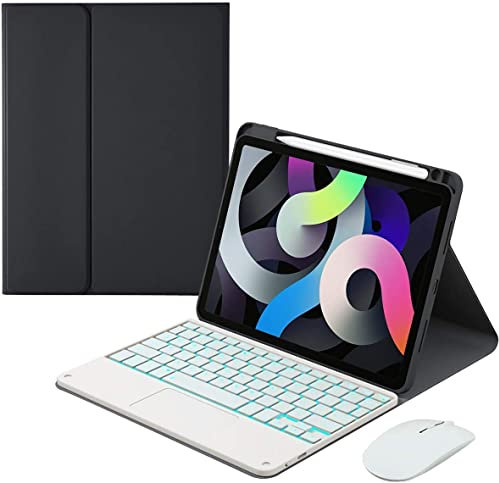 Keyboard Case for Xiaomi Pad 5/5 Pro, 7 Color Backlit Keyboard with Touchpad, Pencil Holder, Magnetic Detachable keyboard with Bluetooth Mouse,Black1