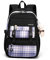 FANDARE Schulrucksack Schulrucksack Schultasche Herren Damen Rucksack Schulranzen für Outdoor Reise Daypacks Freizeitrucksack Rucksack mit Plüschanhänger & Nettes Abzeichen Wasserdicht Nylon Schwarz
