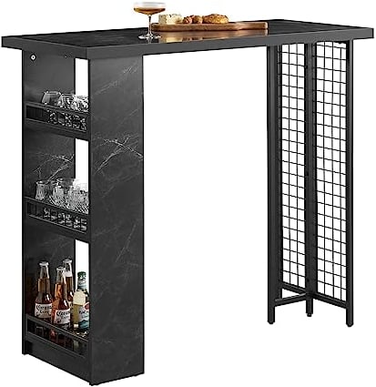 SoBuy Tavolo alto bar Tavolo da pranzo Tavolo da balcone Penisola cucina Nero 120x50x105cm FWT100-SCH