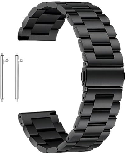 Antfly Bracelet de montre en métal 20mm,Bracelet de montre en acier inoxydable,Remplacement rapide de bracelets de montre pour hommes et femmes- 20mm 22mm (20MM, Noir)