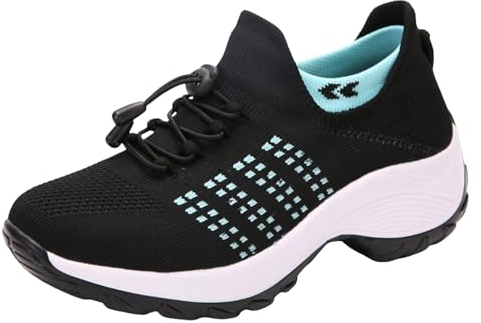 Leicht Schlupfschuhe Frauen - Laufschuhe Atmungsaktive Slip on Sneakers Frauen Anti-Rutsch-Schuhe Mom Schuhe Turnschuhe Freizeit Leichte Stoßfest Sommer Arch Support Leichte Stretch Sandalen