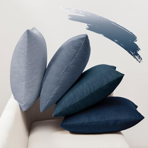Softalker Kissenbezug 40x40 Blau Samt 4er Set Kissenhüllen Kissenbezüge Sofakissen Couchkissen Dekokissen Deko Sofa Wohnzimmer Schlafzimmer Party Garten Esszimmer Hotel Cafe Outdoor