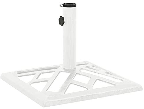 qohoio Socle de Parasol Blanc 44x44x31 cm Fonte Pied De Parasol,Pied De Parasol Lourd,Pied De Parasol sur roulettes