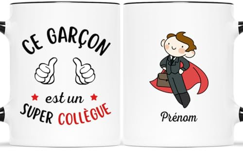 𝗖𝗔𝗗𝗘𝗔𝗨 𝗣𝗟𝗨𝗦 Mug Personnalisé Prénom - Ce Garçon Super Collègue - Cadeau Pour Collègue, Cadeau Personnalisé Collegue, Tasse Collegue, Mug Meilleure Collegue, Tasse Personnalisable Collegue
