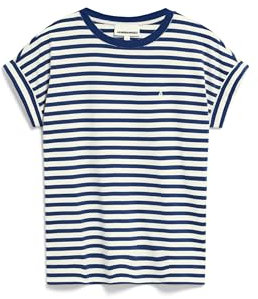 ARMEDANGELS Damen T-Shirt aus Bio-Baumwolle IDAARA Stripes Loose Fit White-Faded Indigo