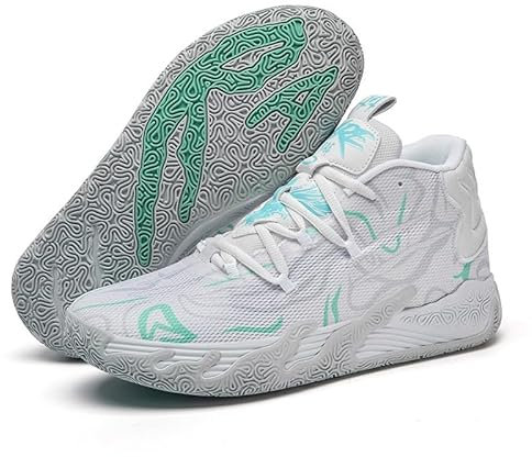 LJFIWY Herren High-Top-Basketballschuhe, Gummisohle, rutschfeste Sportschuhe, Outdoor-Training, Basketballstiefel, Geschenk (weiß, 45 EU)