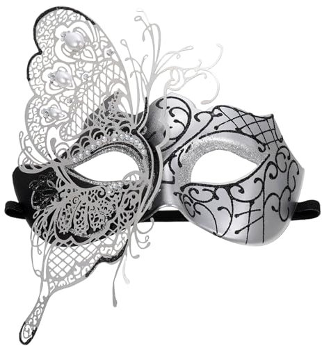 VALICLUD Costume Party Prop Masquerade Half Metal and Rhinestone Butterfly for Women Comfortable Elastic Band Great for Parties and Festivals