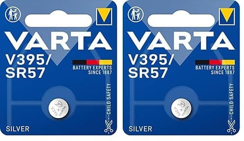 VARTA Batterien V395/SR57 Knopfzelle, 1 Stück, Silver Coin, 1,55V, kindersichere Verpackung, für elektronische Kleingeräte - Uhren, Autoschlüssel, Fernbedienungen, Waagen (Packung mit 2)