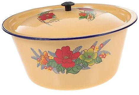 Alipis Enamel Basin Mixing Bowl Retro Kitchen Sink Vintage Soup Bowl Bathroom Faucet Vintage Bowl Inflatable Strainer Sink Cover Mixing Bowl Drain Water Buckets Tub Plug
