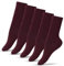 bisoo Calcetines Granate Colegio - SET de 5 Pares de Calcetines Escolares Altos de Algodon para Niño, Niña - Colegio, Uniforme Escolar - Talla 28-31 (Burdeos/Vino Tinto)