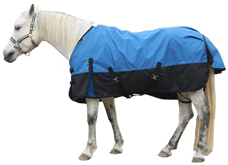 Leberna 1200D Pferdedecke Regendecke, leicht, wasserdicht, atmungsaktiv, ohne Füllung, Blau / Schwarz, 1,8 m