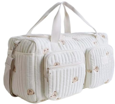 VOHESEA Mångsidig skötväska, 48 × 22 × 26 cm lätt vadderad stor bomullshandväska, resväska, babyväska och mammaväska för graviditet, babyvård, weekendresor