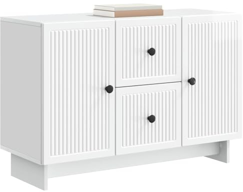 vidaXL Sideboard Hochglanz Weiß 89 x 34,5 x 60 cm Holzwerkstoff, Großer Stauraum, moderner Sideboard, minimalistisches Design, funktionaler Schrank für den Essbereich