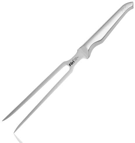 Furi Pro Carving Fork 18cm,Long, Sturdy prongs Ideal for Forking The Largest of roasts, Unique Reverse-Wedge, Anti-Fatigue Handle Locks into Hand for a Safer Grip, 25-Year Guarantee, Silver