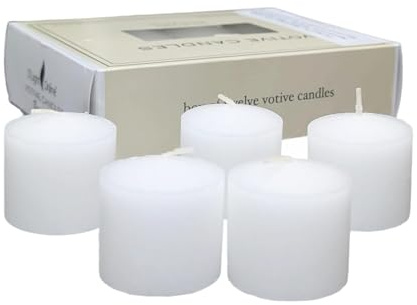 D'light Online Long 10 Hour Burn Time Unscented Votive Candles - Small Candles for Birthdays, Baby Shower, Home Decoration, Restaurants and Weddings (White, 10 Hour - Set of 12)
