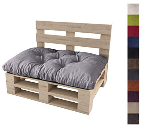 sunnypillow Palettenkissen Auflage Set für Europaletten Indoor und Outdoor Palettenpolster Palettensofa Kissen mit schöner Steppung viele Farben und Größen zur Auswahl Sitzkissen 120 x 50, Grau