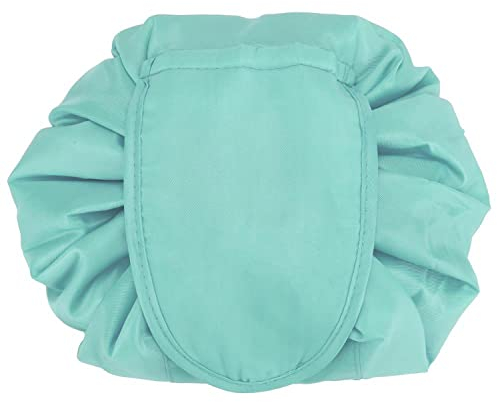 Intirilife Sac à cosmétiques en Bleu Ciel - Trousse de Toilette Ronde avec Cordon à Tirer et 2 Compartiments intérieurs zippés - pour Ranger Le Maquillage, etc.