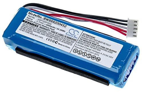 vhbw Batterie Compatible avec JBL Charge 3, 3 Stealth Edition Enceinte, Haut-parleurs (6000mAh, 3,7V, Li-polymère)