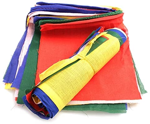YAKEBA | Wunschfahnen traditionell - 7,10 Meter | 30 Fähnchen (je 21x25cm) | 100% Baumwolle | Wimpelkette Stoff outdoor | Fahne Garten…