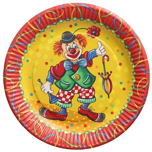 PAPSTAR Teller, Pappe rund Ø 23 cm Clown 88580 Pappteller Einwegteller, 10 Stück