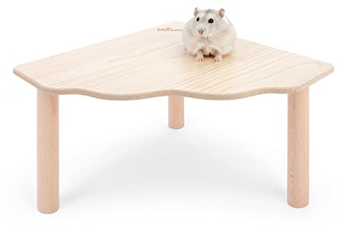 Niteangel Plateforme en Bois de Jeu pour Hamsters Nains syriens, gerbilles, Souris dégus ou Autres Petits Animaux (Triangle - Hauteur de 5,9 Pouces, Burlywood)