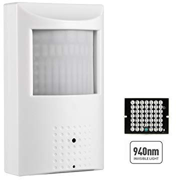 REVODATA 5MP PIR Pinhole POE IP Camera, 3.7mm Lens 940nm Invisible LEDs, HD 2880x1620P IR Night Vision,PC/Phone App,Motion Detection (IPIR-POE White)