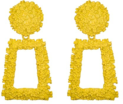 EVER FAITH Rechteck Geometrische Ohrringe Metall Statement Silber große Quadratische Tropfen-Ohrringe für Frauen und Mädchen Gelb