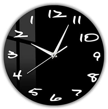 GVOZI Lautlos Wanduhr 12 Zoll Gegen Den Uhrzeigersinn Silent Quartz Reverse Wanduhr Schwarz Uhren Home Decor Gegen Den Uhrzeigersinn Uhr Uhr Läuft Rückwärts