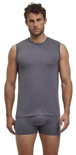 FALKE Herren Unterwäsche Daily Comfort Multipack Muscle Shirt M S/l Sh Baumwolle atmungsaktiv 2 Stück, Grau Dark Grey Heather 3278, 3XL