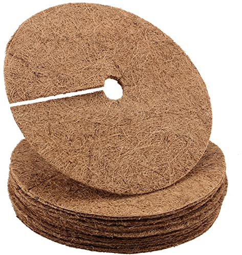 PINGEUI 12 discos de coco de 30 cm, protección de invierno, discos de mantillo de coco, protección de invierno, alfombrilla redonda para plantas, protección sostenible contra el frío