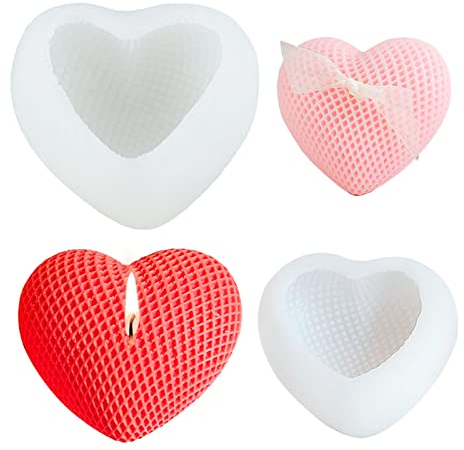 2 Stück Silikonform Herz Kerzen Gießen Form Herzform Silikon Seifenform Silikonformen Gießformen Herz Kerzenformen Liebe Seifenform Gipsform Herzform für Kerzenherstellung Seife Gips Handwerk